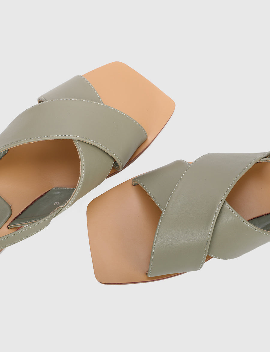 Brett Square Toe Sandals & Flip Flops (Dark Olive Green)