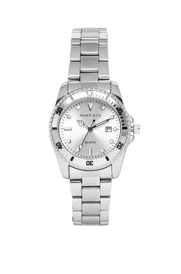 Victoria Silver Stainless Steel Strap Watch (Silver/White)