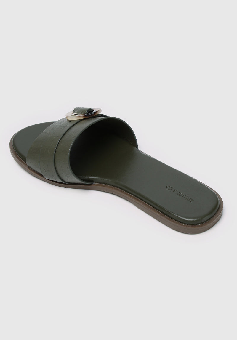 Coleen Open Toe Sandals & Flip Flops (Olive Drab)