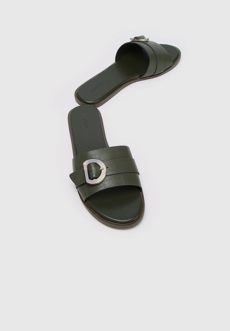 Coleen Open Toe Sandals & Flip Flops (Olive Drab)