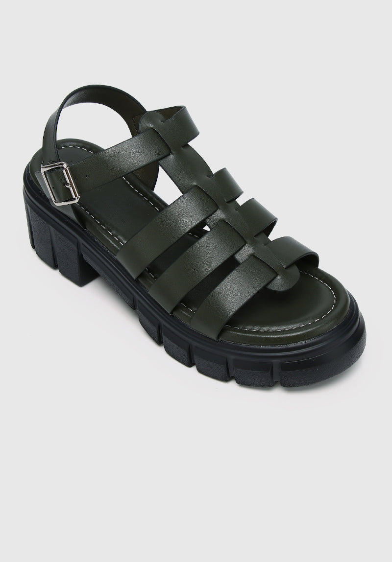 Christabel Open Toe Sandals & Flip Flops (Dark Olive Green)