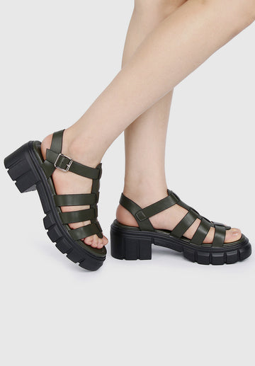 Christabel Open Toe Sandals & Flip Flops (Dark Olive Green)