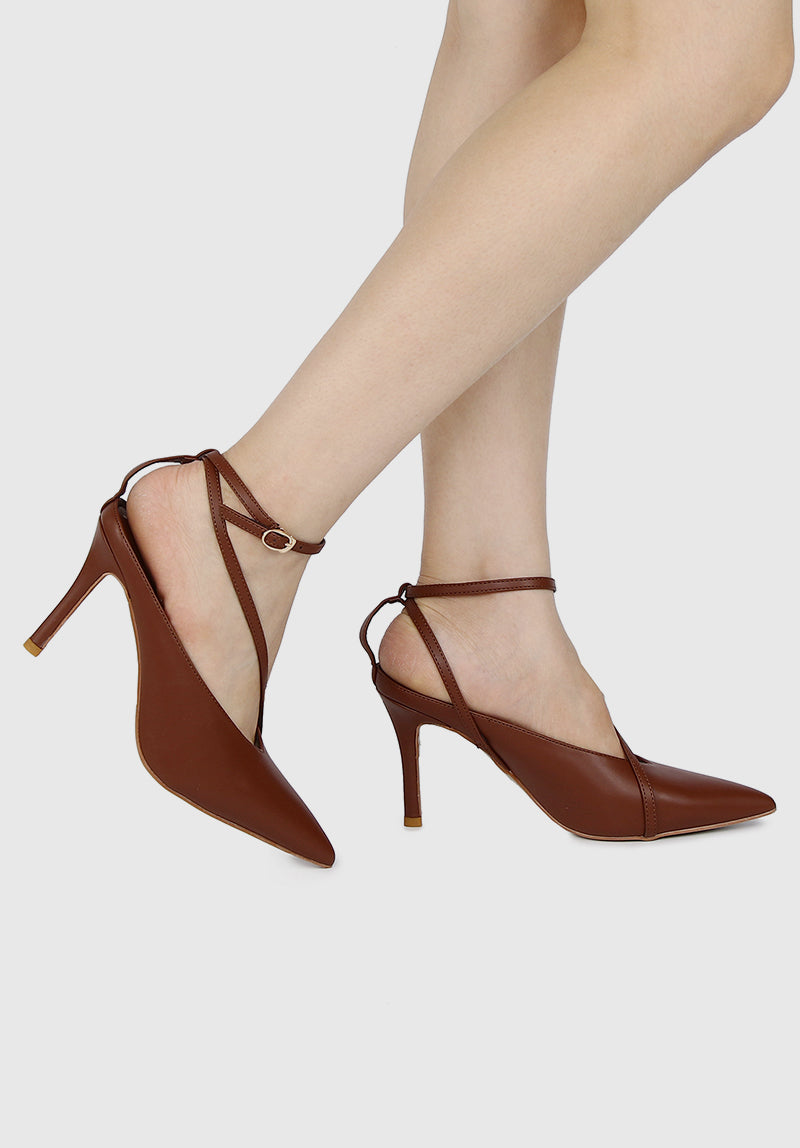 Nurita Harith Hollis Pointed Toe Heels (Brown)