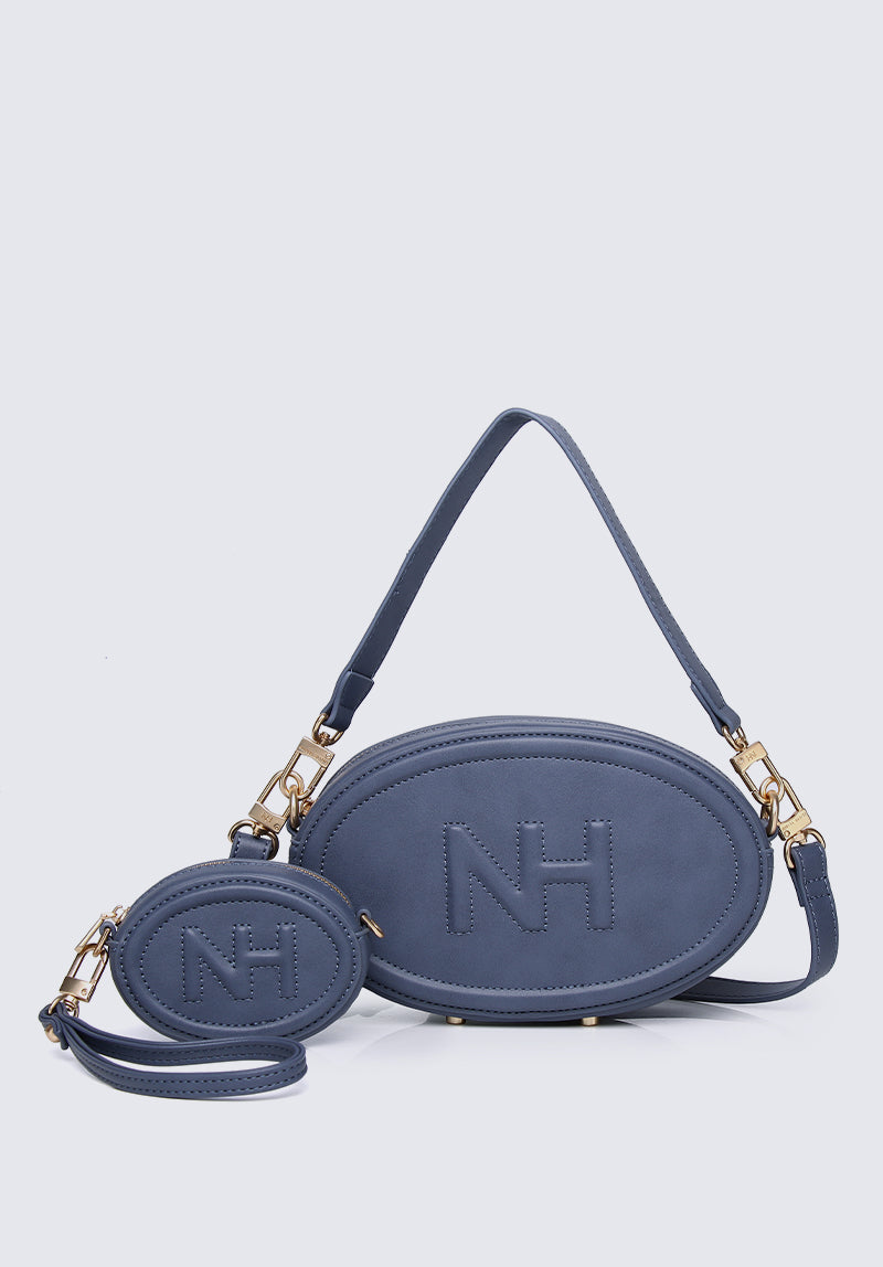 Nurita Harith Neqqa Oval Shoulder Bag (Steel Blue)