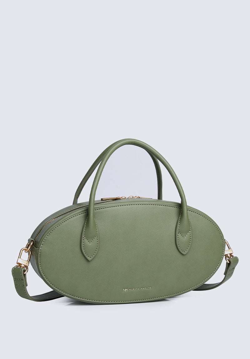 Nurita Harith Nyeki Oval Top Handles Bag (Dark Olive Green)
