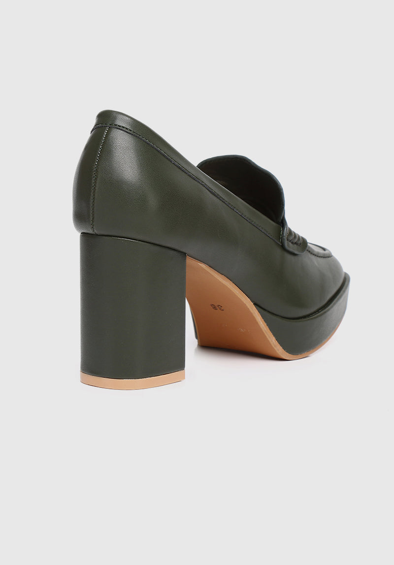 Nurita Harith Helsa Square Toe Heels (Dark Olive Green)