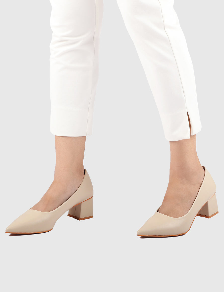 Denisa Pointed Toe Heels (White)