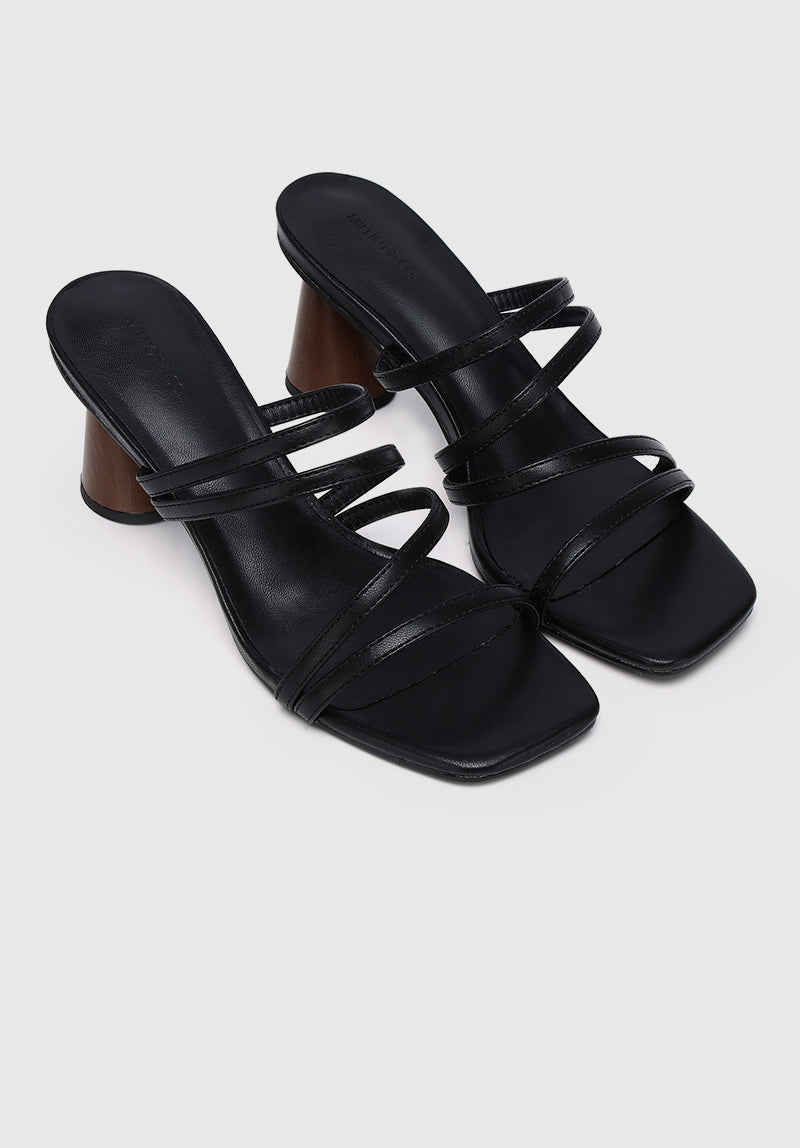 Cate Open Toe Heels (Black)