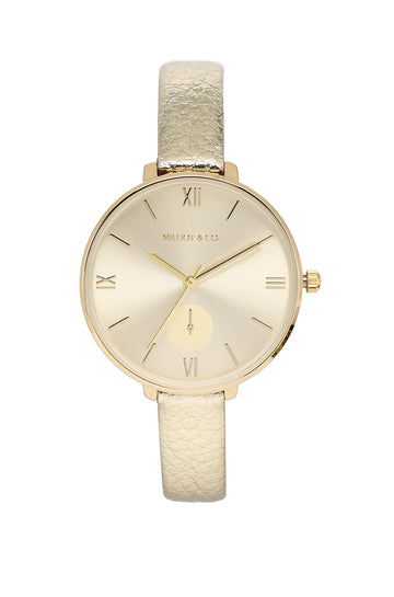 Olivia Rose Gold Leather Strap Watch (Champagne)