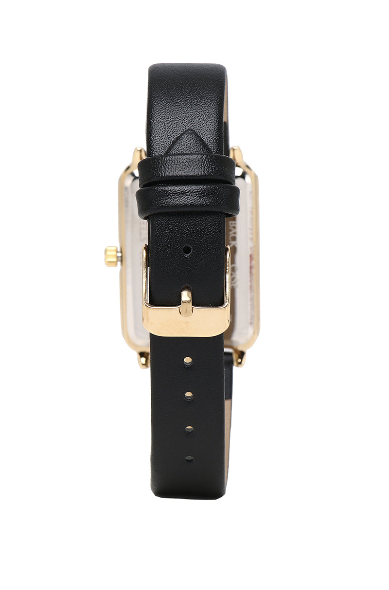 Chelsea Gold Leather Strap Watch (Black)