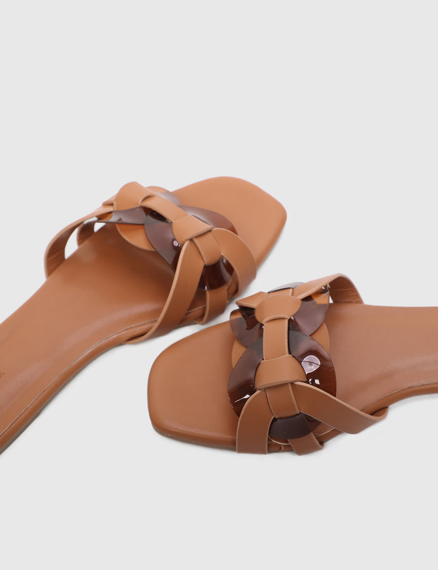 Antoinette Rounded Toe Sandals & Flip Flops (Brown)