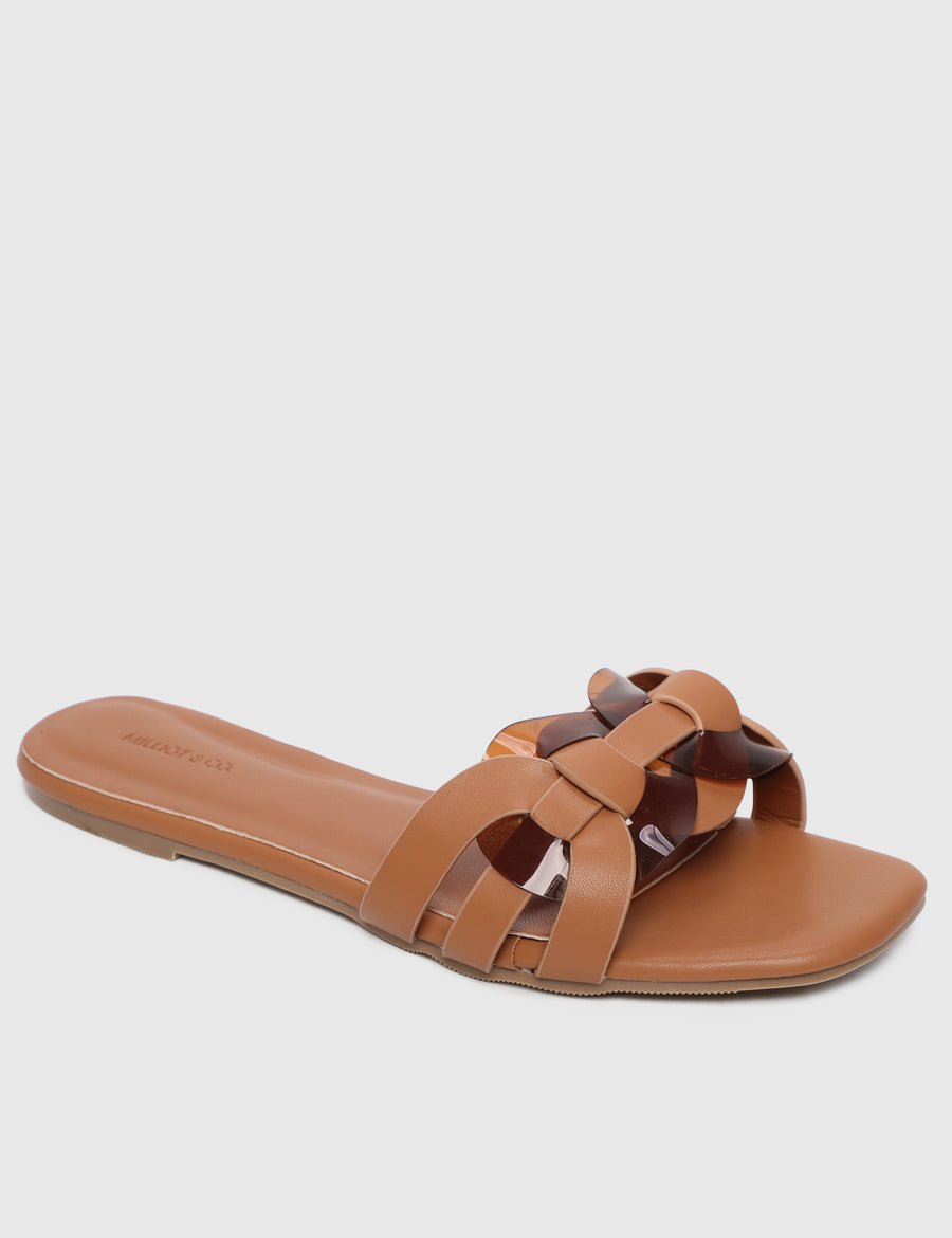 Antoinette Rounded Toe Sandals & Flip Flops (Brown)