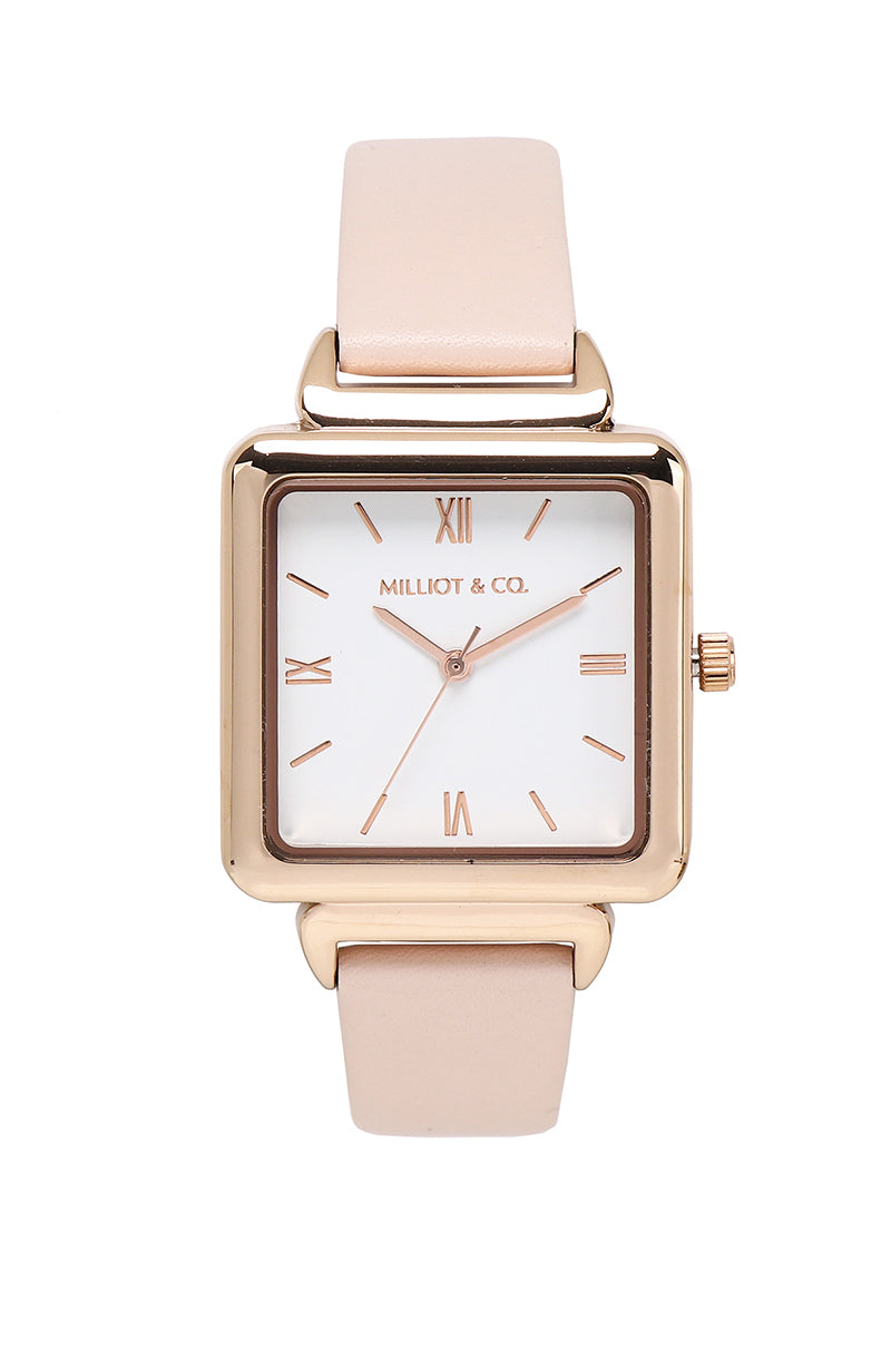 Eileen Rose Gold Leather Strap Watch (Pink)