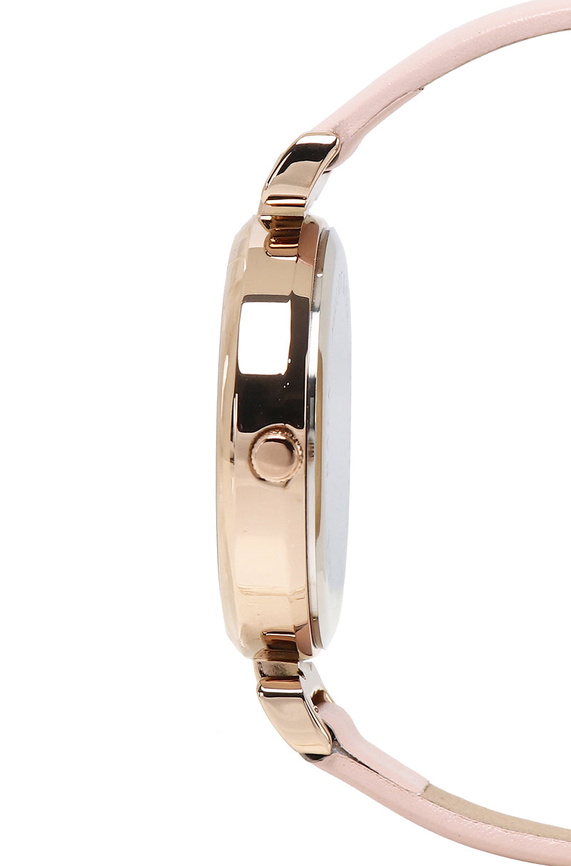 Hesy Rose Gold Leather Strap Watch (Pink)
