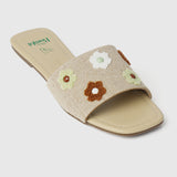 A Floral Tale Open Toe Sandals & Flip Flops (Tan)