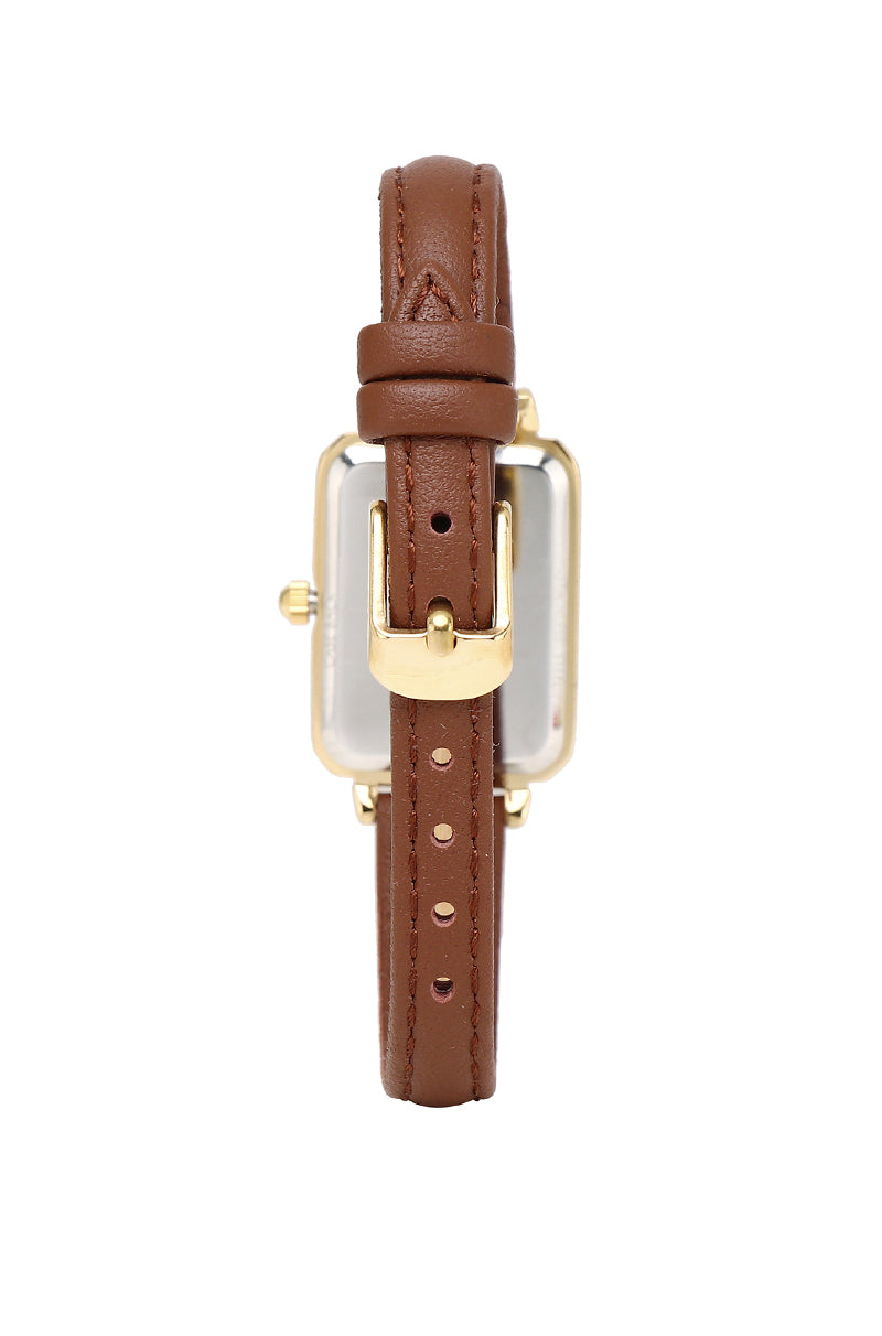 Disney Bambi Wake Up, Wake Up! Gold Leather Strap Watch (Brown)