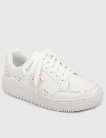 Spin-Up Rounded Toe Sneakers Men (White)