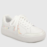 Spin-Up Rounded Toe Sneakers Women (White)
