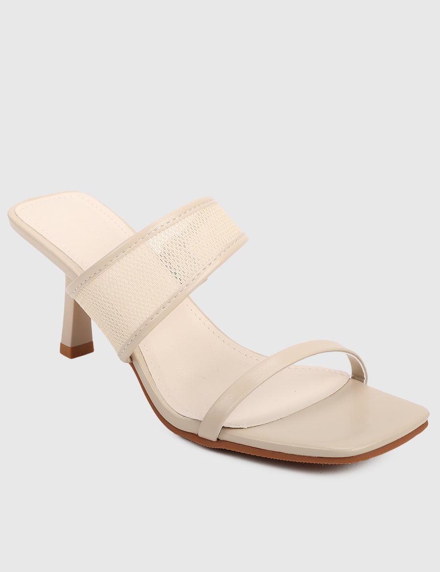 Nelle Open Toe Heels (Almond)