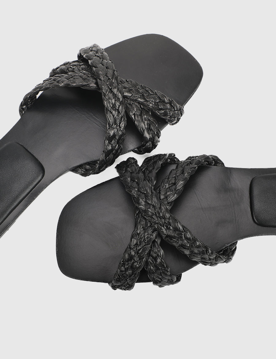 Kasandra Open Toe Sandals & Flip Flops (Black)