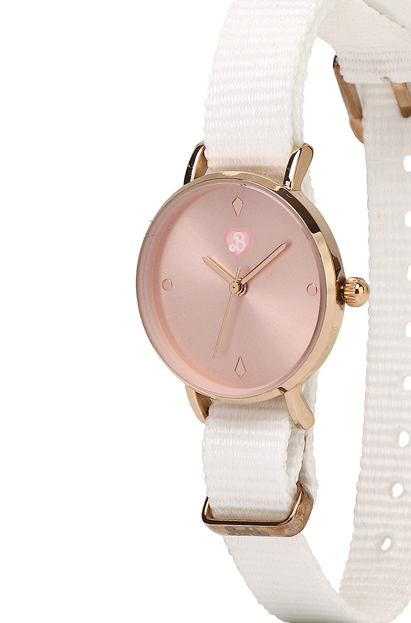 Barbie It's Eternal Rounded Nylon Strap Watch (White)