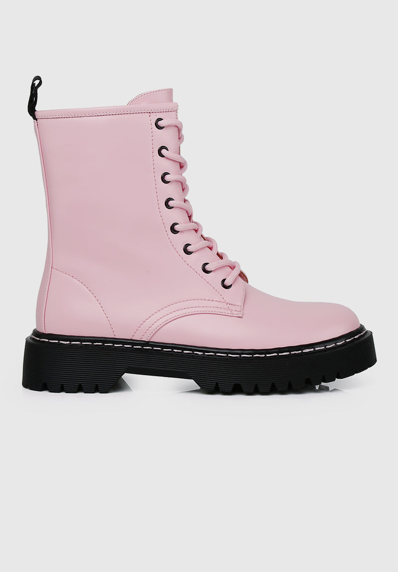 Big Debut Rounded Toe Boots (Pink)