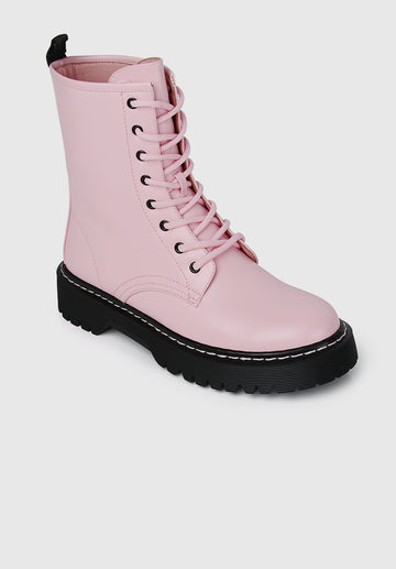 Big Debut Rounded Toe Boots (Pink)