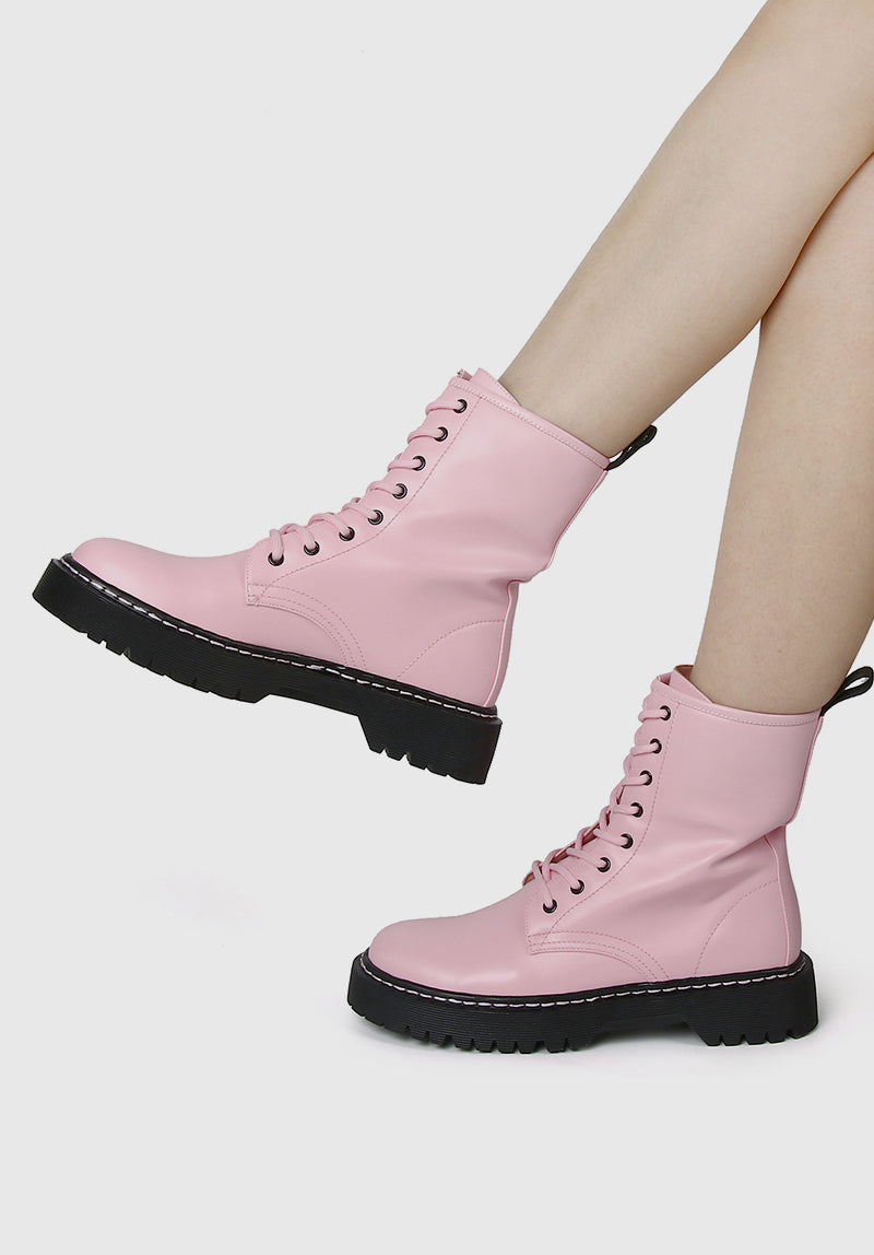 Big Debut Rounded Toe Boots (Pink)